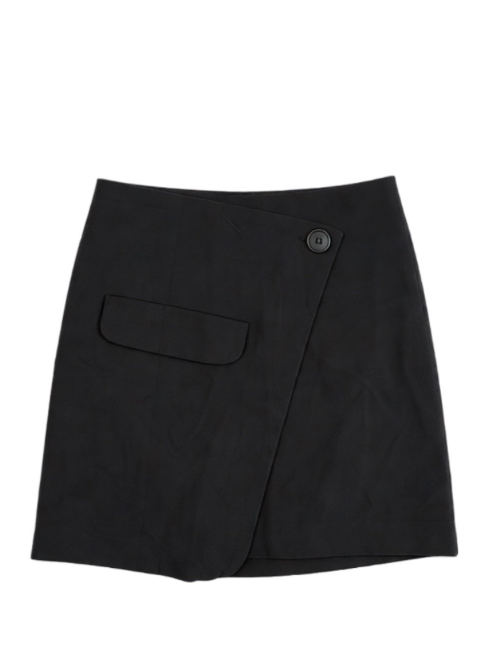 H&M Black Mini Skirt with Front Button and Pocket Flap